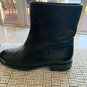 Chanel boots with silver trim toe cap size  38.5.